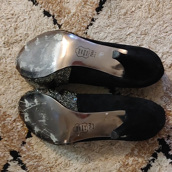 I ❤️ Collection Portia 2"  Black Leather Rhinestone Heels - Picture 3 of 8